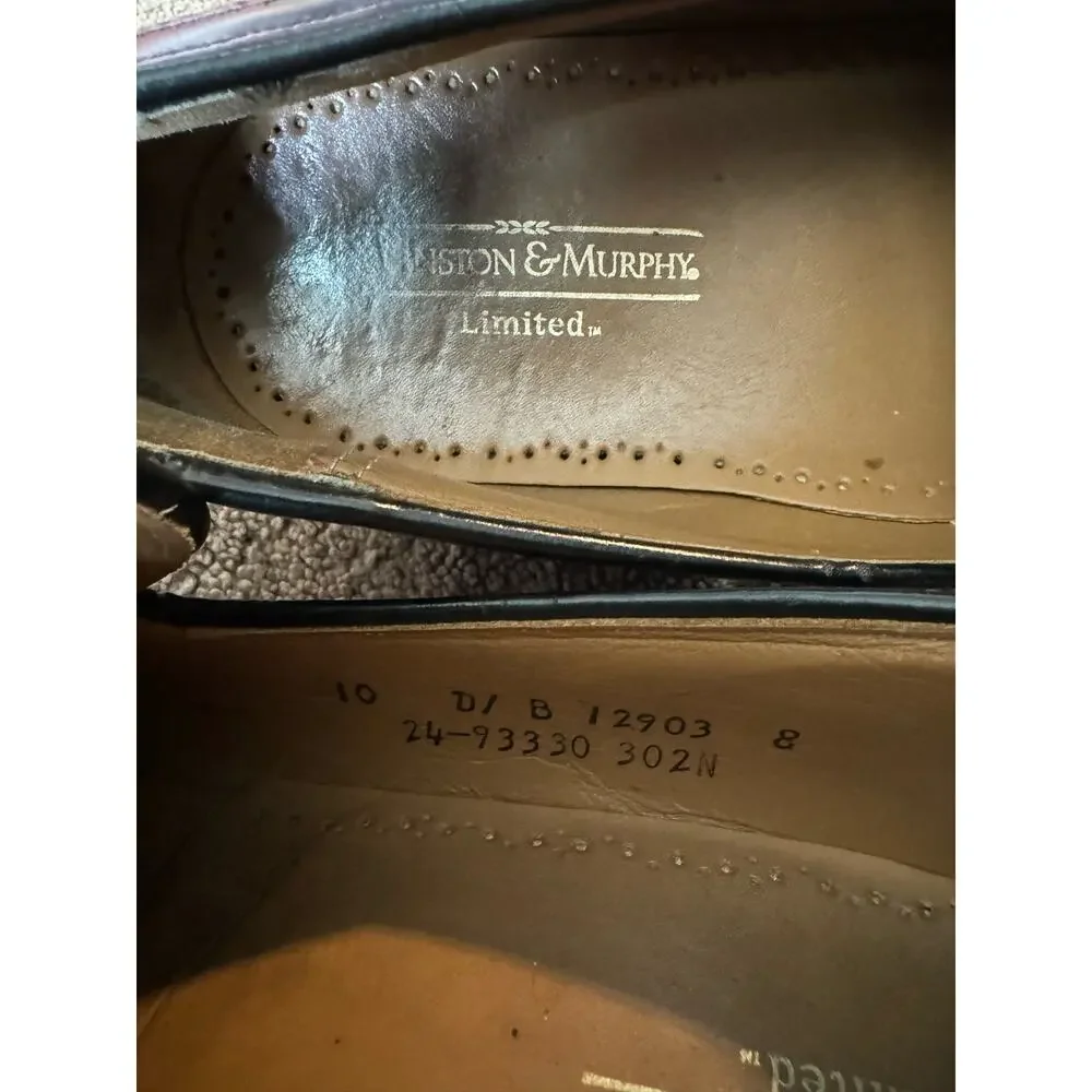 Johnston Murphy Limited Collection Burgundy Leather Wingtip Shoes Men's size 10